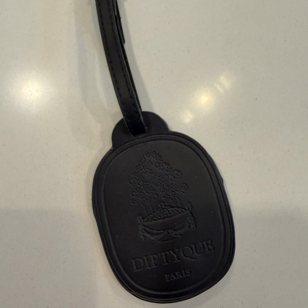 diptyque Black Leather ID Luggage Tag
